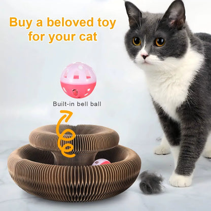 Magic Cat Scratch Organ Board: Interactive Claw Grinding and Climbing Toy for Kittens with Ball and Corrugated Scratching Surface